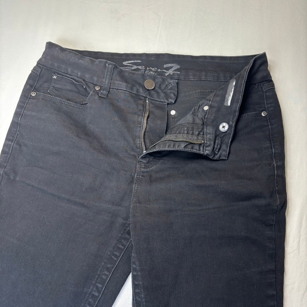 Seven7 Jeans Womens 12 Fits 34x30 Black Mid High Rise Skinny Stretch Denim Pants
